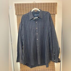Ralph Lauren Vintagr Men's Navy and Green Checkered Shirt